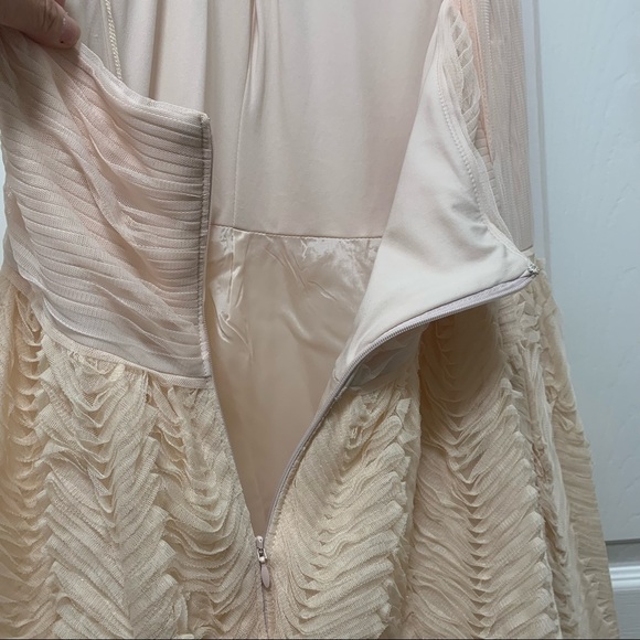 NWT ADRIANNA PAPELL SLEEVELESS SHIRRED TULLE MIDI DRESS - Picture 12 of 16